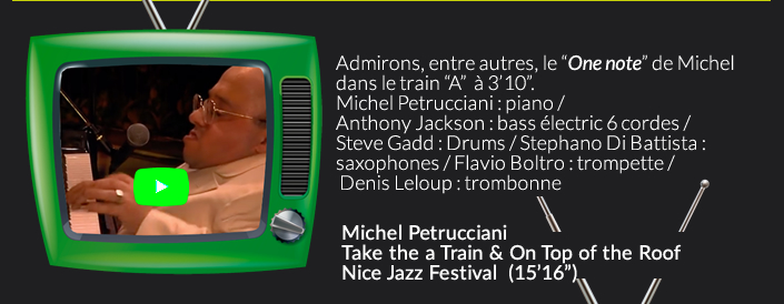 Admirons, entre autres, le “One note” de Michel dans le train “A”  à 3’10”.Michel Petrucciani : piano /Anthony Jackson : bass électric 6 cordes /Steve Gadd : Drums / Stephano Di Battista : saxophones / Flavio Boltro : trompette / Denis Leloup : trombonne